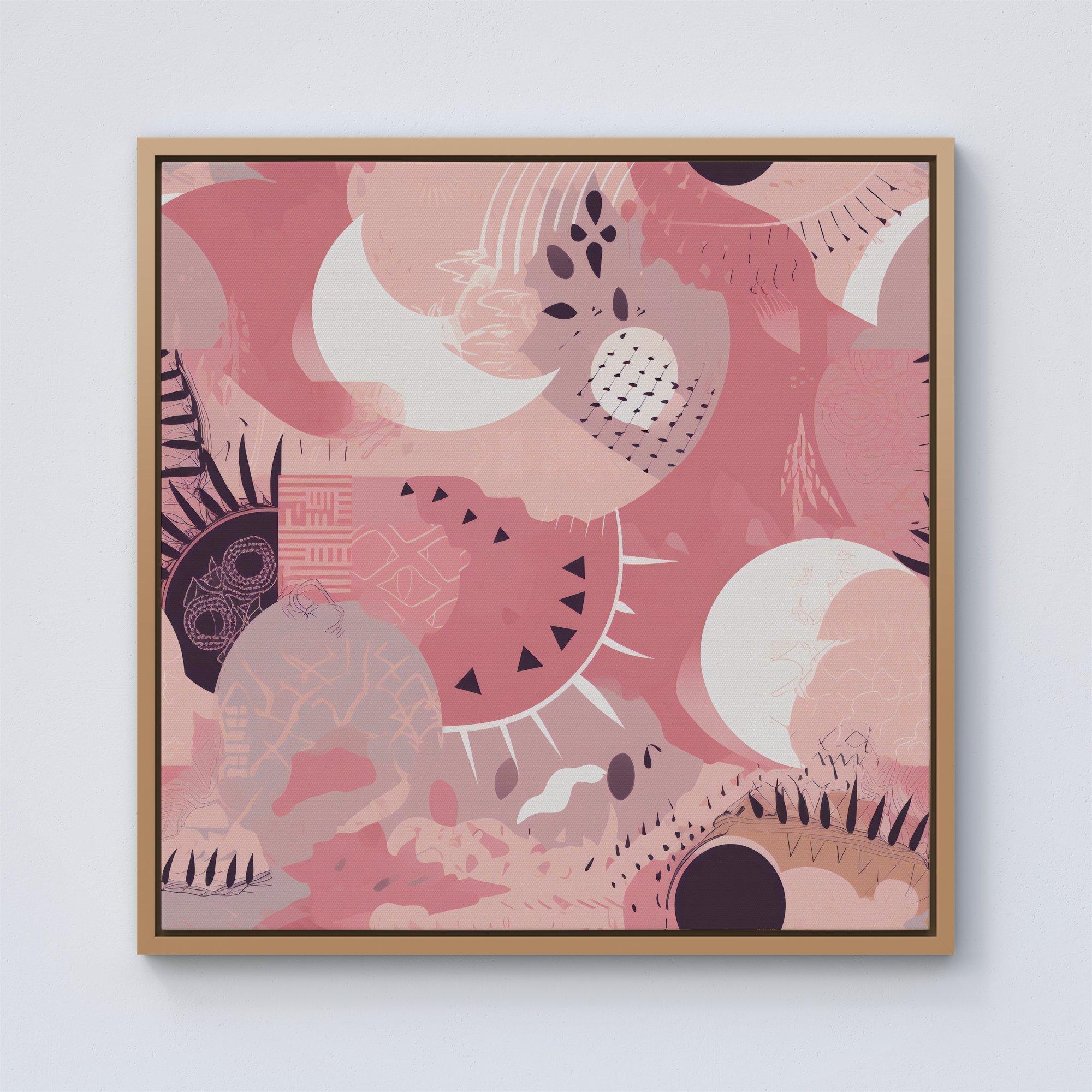 Abstract Pink White Framed Canvas